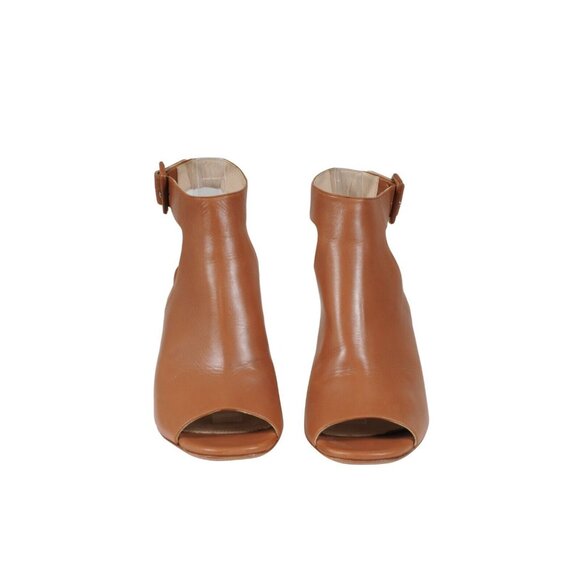 Prada Womens Open Toe Ankle Wrap Heel Booties US9.5 EU39.5 Brown Leather Boots - Picture 2 of 11